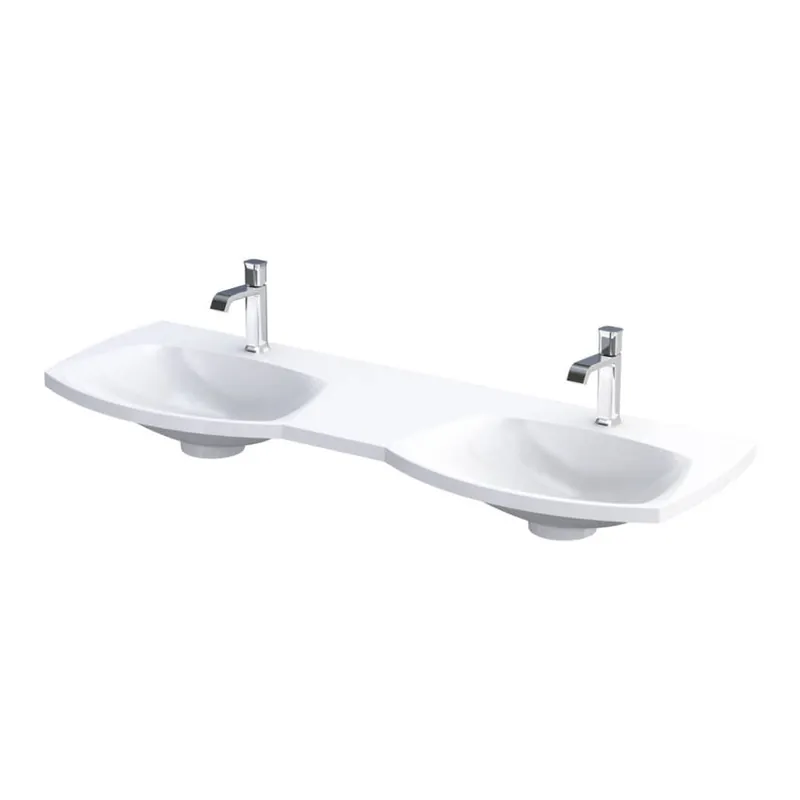 Vásárlói kedvenc Roltechnik Louis 144x48 cm öntött műmárvány dupla mosdó matt fehér UME-LU-144-93-DRoltechnik