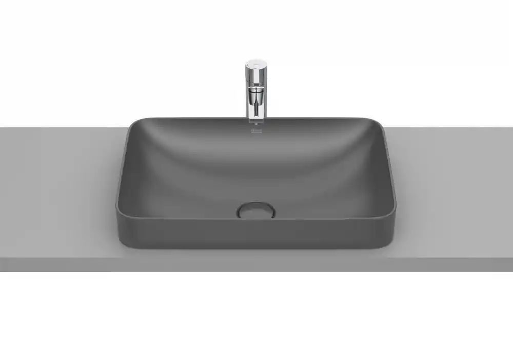 Roca Inspira SQUARE pultba építhető Fineceramic mosdó 55x37 cm, onyx A327534640Roca Kiárusítás