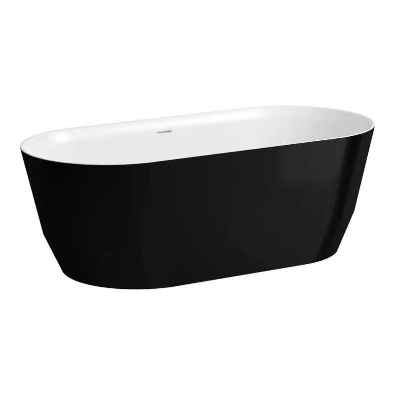 Laufen Pro 165x75 cm szabadon álló fürdőkád, Marbond kompozit anyagból fényes fekete/fényes fehér H2399520640001Laufen Azonnali szállítás
