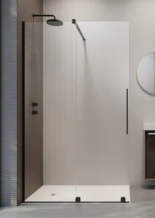 Prémium Radaway Furo Black Walk-in 130 bal fekete zuhanyfal 10106688-54-01L, 10110644-01-01Radaway