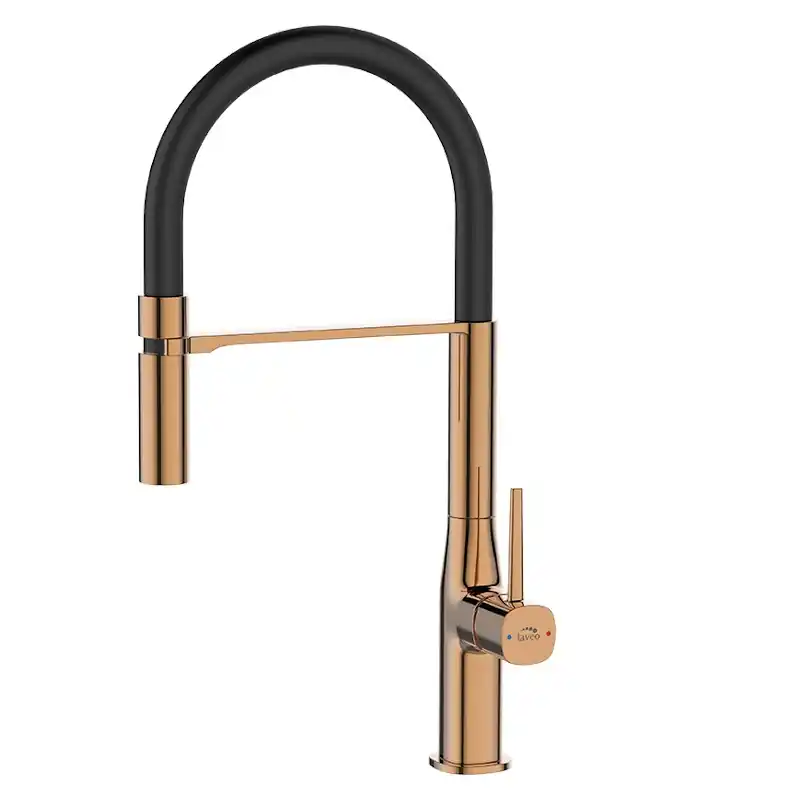 Laveo POLA álló csaptelep rugalmas kiömlővel, rose gold/fekete BAP_878DLaveo Végkiárusítás
