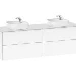 Alacsony ár Roca Beyond 160 cm fürdőszoba bútor ráültethető mosdóval, fényes fehér A851407806Roca