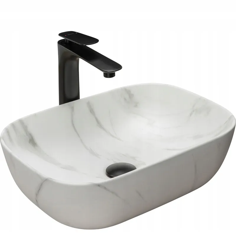 Expressz kézbesítés Rea Belinda Marble 46x32 cm pultra ültethető mosdó, matt fehér REA-U8702Rea