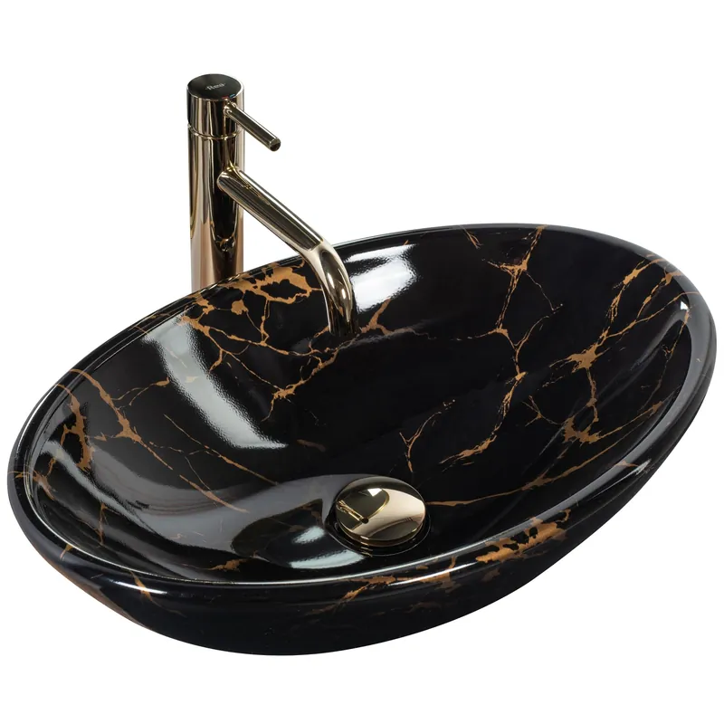 Rea Pamela Marble 53x33 cm pultra ültethető mosdó, fekete REA-U5067Rea Ajánlat