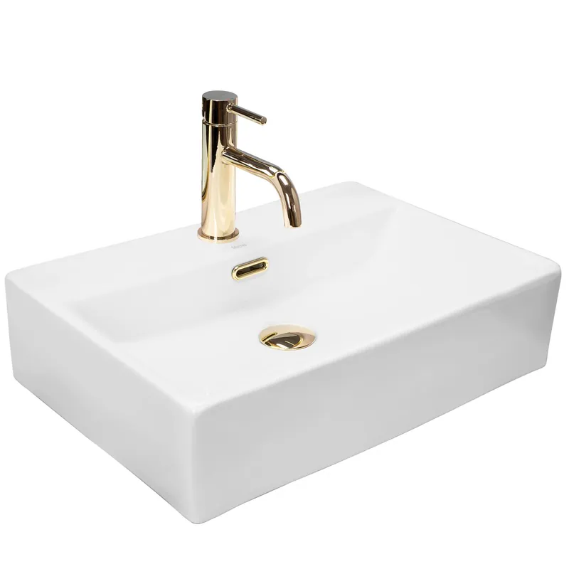 Rea Bonita 51x36 cm pultra ültethető mosdó, fehér/arany REA-U5521Rea Prémium
