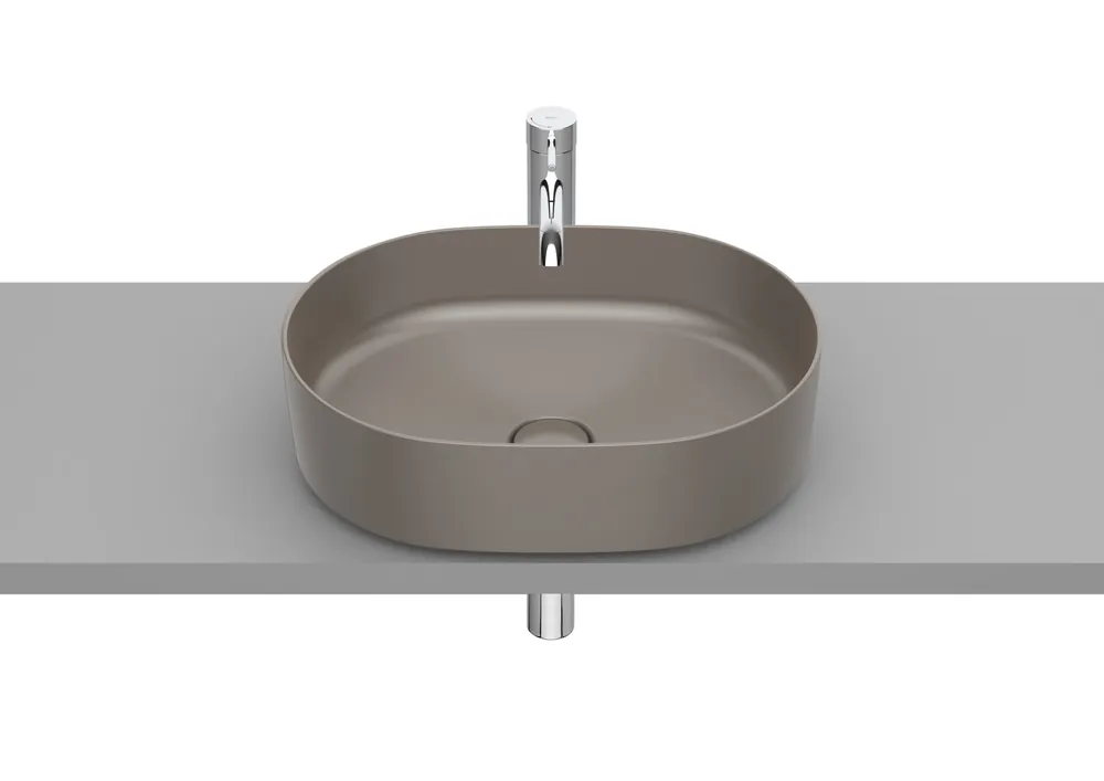 Kedvezmény Roca Inspira ROUND 50x37 cm pultra ültethető FINECERAMIC mosdó kávé A327520660Roca