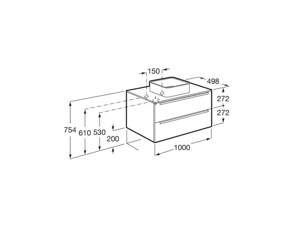 Roca Inspira alsószekrény 100x50 cm 2 fiókkal pultra ültethető mosdóhoz texturált városi tölgy/sötétített tükör A851081403Roca Ne maradj le