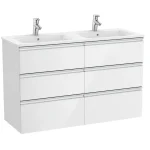 Roca The Gap Unik 120 cm-es 6 fiókos fürdőszoba bútor mosdóval, fényes fehér A851493806Roca Utolsó esély