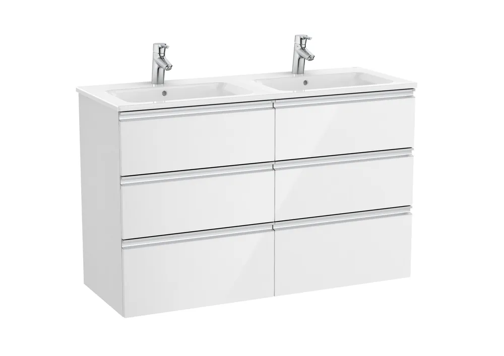 Roca The Gap Unik 120 cm-es 6 fiókos fürdőszoba bútor mosdóval, fényes fehér A851493806Roca Utolsó esély