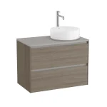 Kedvezményes ár Roca Ona alsószekrény 80x46 cm 2 fiókkal pultra ültethető mosdóhoz, sötét szilfa A851727511Roca