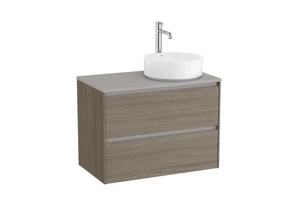 Kedvezményes ár Roca Ona alsószekrény 80x46 cm 2 fiókkal pultra ültethető mosdóhoz, sötét szilfa A851727511Roca