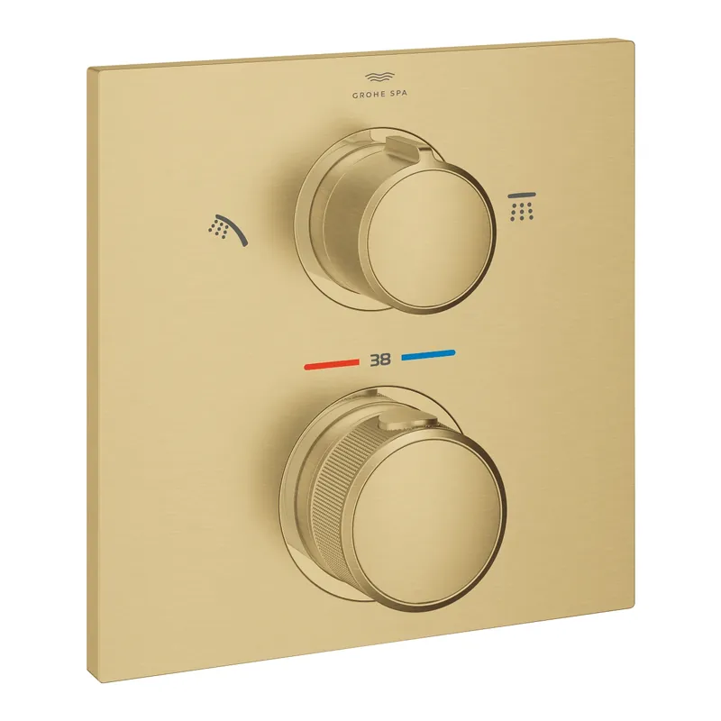 Biztonságos fizetés Grohe Allure termosztátos zuhanycsaptelep 2 fogyasztóhoz, Brushed Cool Sunrise 29181GN2Grohe