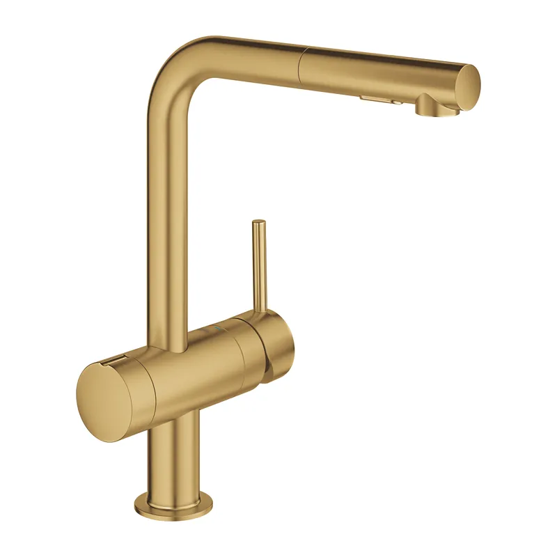 Outlet Grohe Minta Egykaros mosogatócsaptelep zuhanyfejjel elzáróval, brushed cool sunrise 31558GN0Grohe