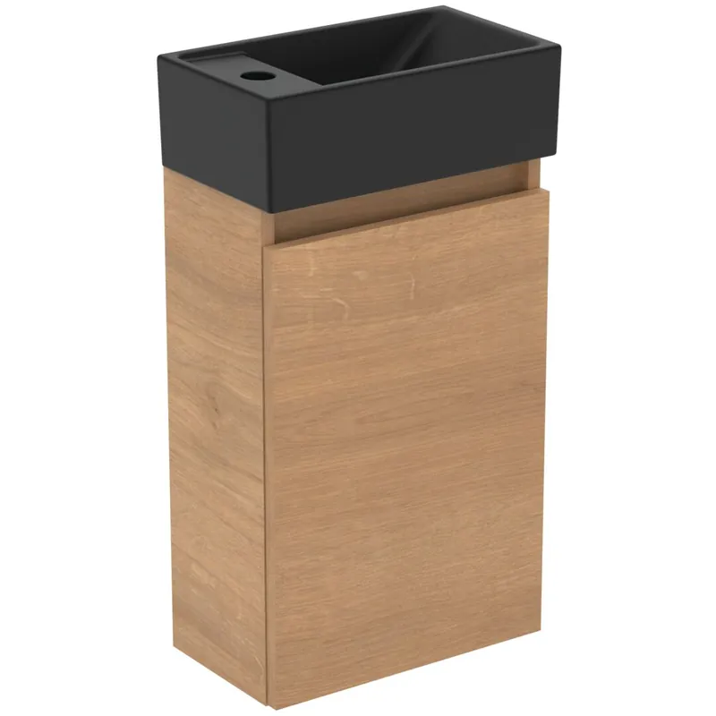 Biztonságos vásárlás Ideal Standard Eurovit+ 35 cm fali szekrény balos mosdóval, matt fekete/Natural Oak R0579Y8Ideal Standard