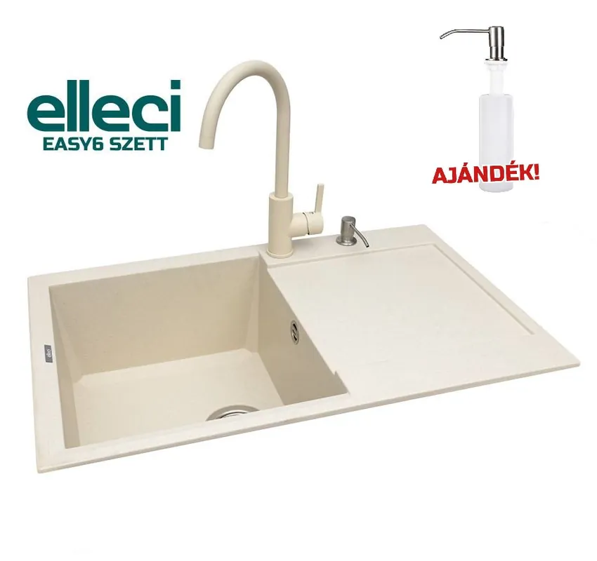 Elleci EASY6 gránit mosogató csapteleppel szett, bianco antico EASY6SZETTElleci Vedd meg most