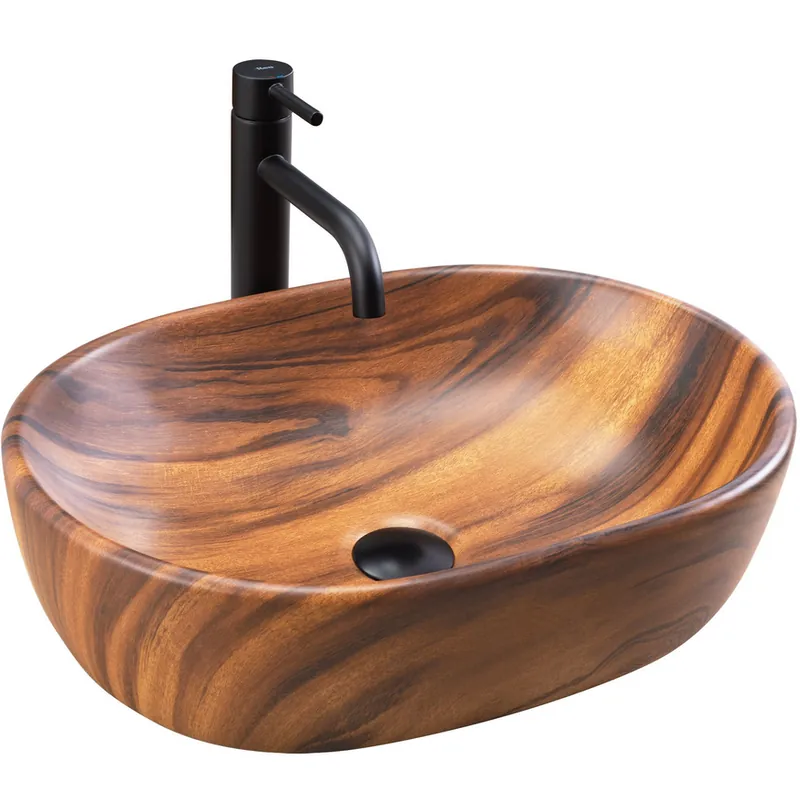 Különleges ajánlat Rea Amelia WOOD MATT 48x34,5 cm pultra ültethető mosdó, fahatású REA-U5060Rea