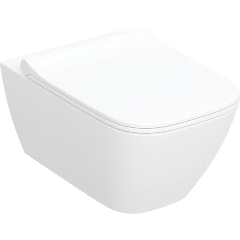 Alacsony ár Geberit Smyle Square fali WC mélyöblítésű készlet, Rimfree, WC-ülőkével 500.685.01.1Geberit