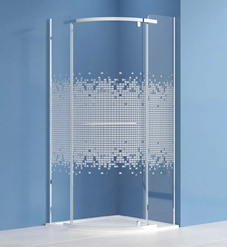 Vedd meg online Roltechnik ARDIS 80x80 cm íves zuhanykabin mintás üveggel, króm N0798Roltechnik