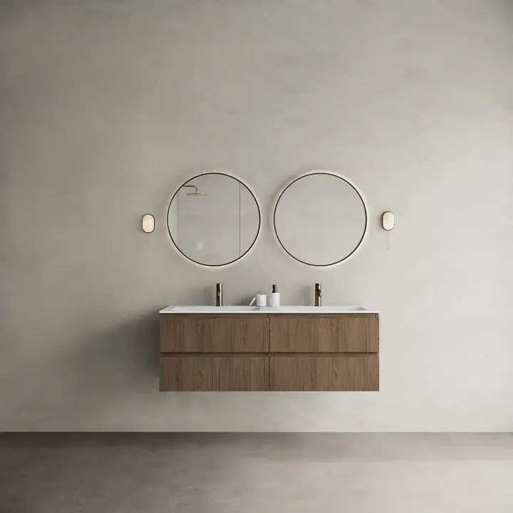 Marmy CODE 140x46x50 DUPLA függesztett alsószekrény, 4 fiók, laminált (mosdó nélkül) Brown Oak 20 40 24 14 00 86Marmy Szuper akció
