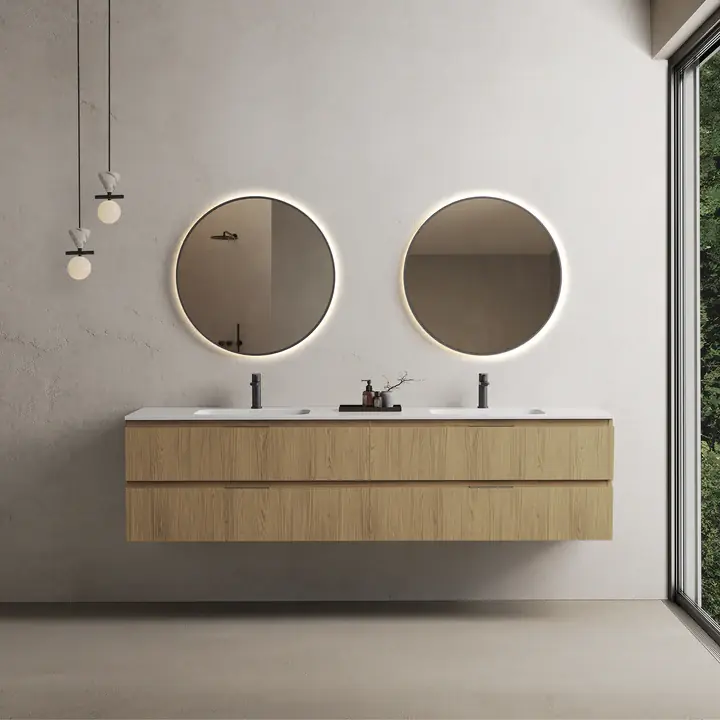 Bestseller Marmy CODE 200x46x50 DUPLA függesztett alsószekrény, 4 fiók, laminált (mosdó nélkül) Honey Oak 20 40 24 20 00 85Marmy