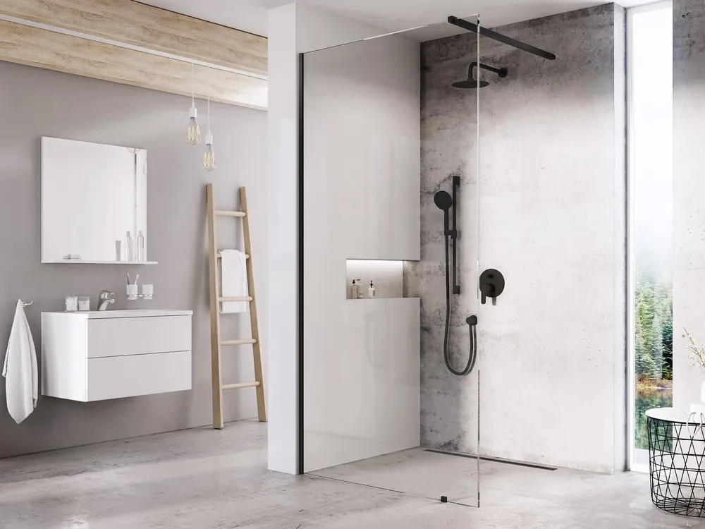 Csak ma Ravak Wall 80 cm Walk-In zuhanyfal Transparent üveggel, fekete GW9W4030SZ1Ravak
