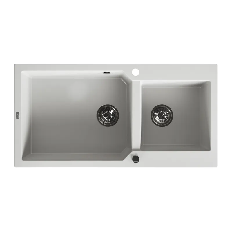 Laveo MILOS 2M 100 kétmedencés gránit mosogató, fehér SPM_6209Laveo Prémium