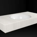 DesignFlow - Mediterrán Kerámia - Egyedi, kézzel készített mosdópult - 1000x550x120 - Kerek mosdó - Travertino Ivory Alacsony ár