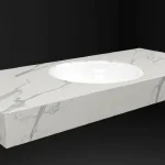 DesignFlow - Mediterrán Kerámia - Egyedi, kézzel készített mosdópult - 1200x550x120 - Kerek mosdó - Statuario Light Korlátozott ajánlat